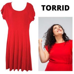 Torrid Red Ribbed Short Sleeve Sweater Dress - Women's Size 0